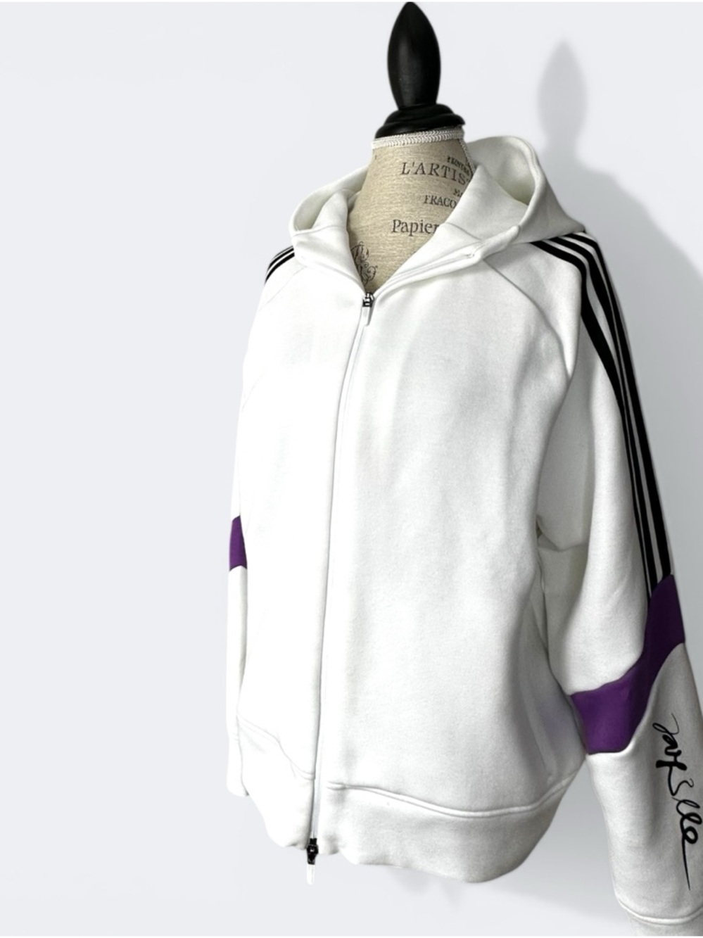 NWOT adidas x JAY3LLE Knit Golf Full Zip Hoodie White Purple Johan Lindeberg L - Picture 11 of 14